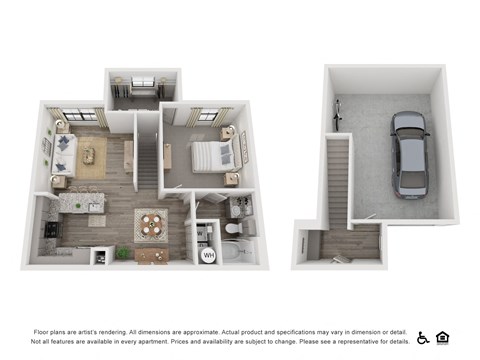 Floor plan for 1 bed, 1 bath, 922 sqft